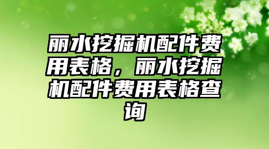 麗水挖掘機(jī)配件費(fèi)用表格，麗水挖掘機(jī)配件費(fèi)用表格查詢