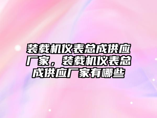 裝載機(jī)儀表總成供應(yīng)廠家，裝載機(jī)儀表總成供應(yīng)廠家有哪些